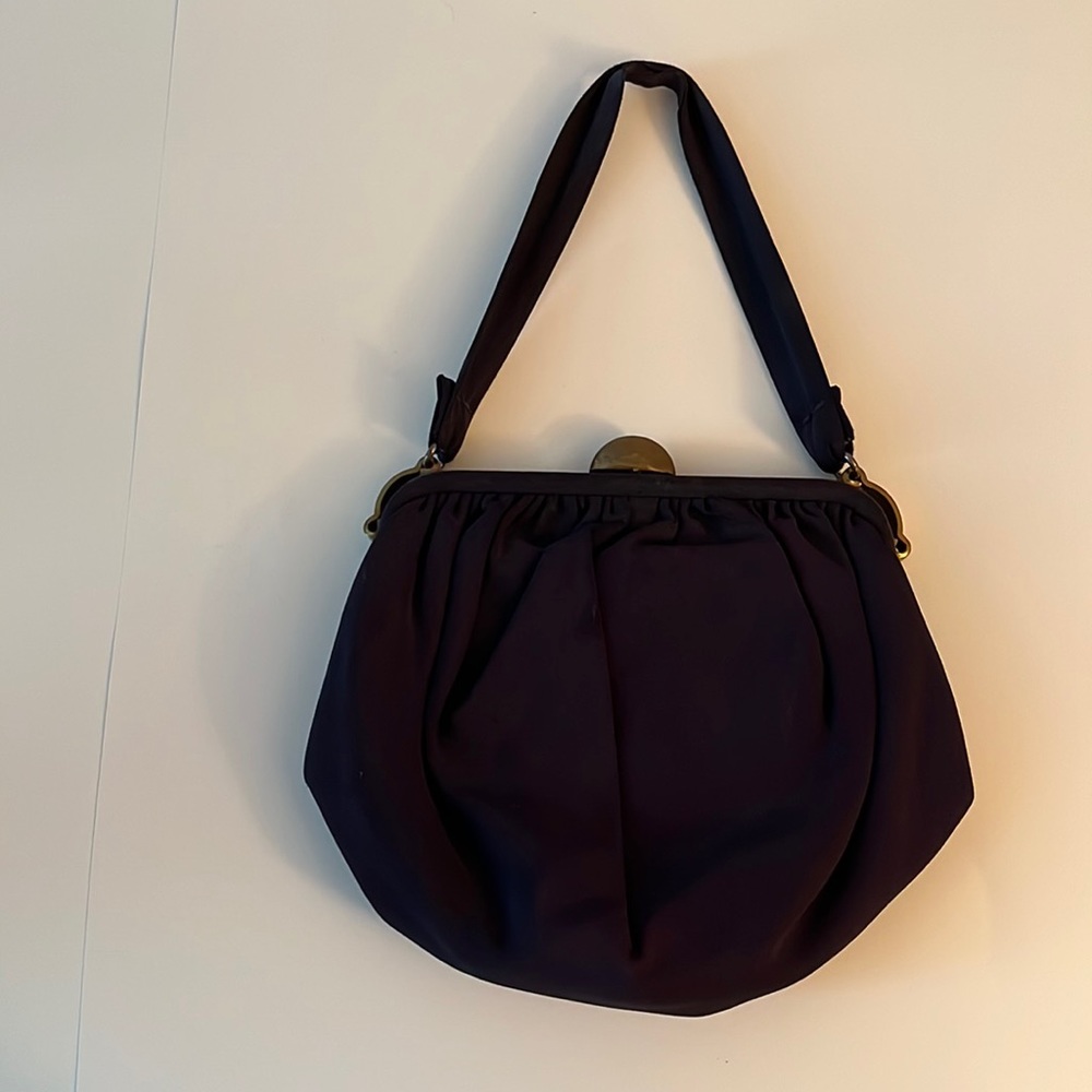 VINTAGE navy blue cloth bag with self handle